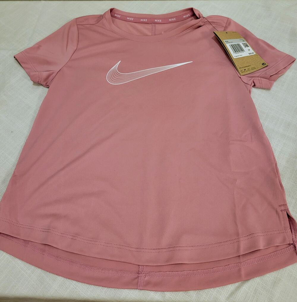 Nike Girls Dri-FIT One Pink Short Sleeve Training Shirt NWT Size XS